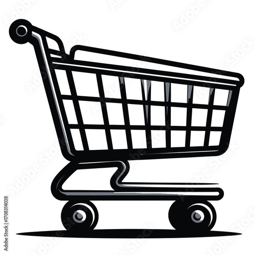 Shopping Cart Illustration - Retail and Consumerism Concept.