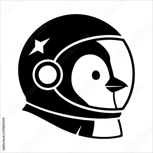 Penguin astronaut illustration