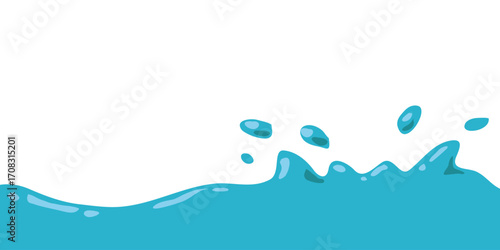 wavy splashing water vector illustration in flat style. cartoon splashing water background.