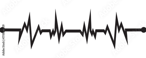 Heartbeat pulse, rhythm, Electrocardiogram, ECG, and EKG seamless signal line pattern isolated on a white background with editable stroke.