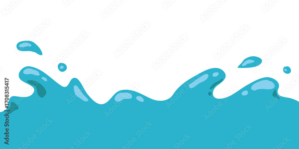 Naklejka premium wavy splashing water vector illustration in flat style. cartoon splashing water background.