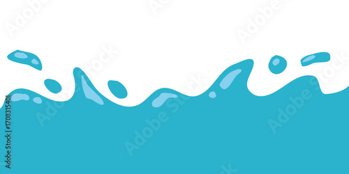 wavy splashing water vector illustration in flat style. cartoon splashing water background.