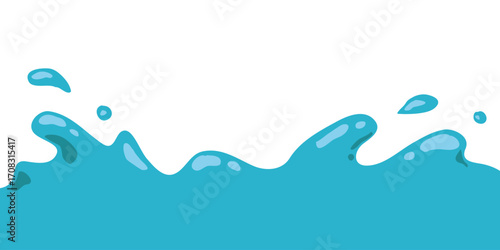 wavy splashing water vector illustration in flat style. cartoon splashing water background.