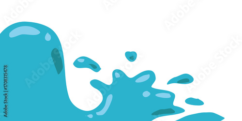 wavy splashing water vector illustration in flat style. cartoon splashing water background.
