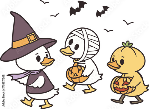 halloween ducks with pumpkin