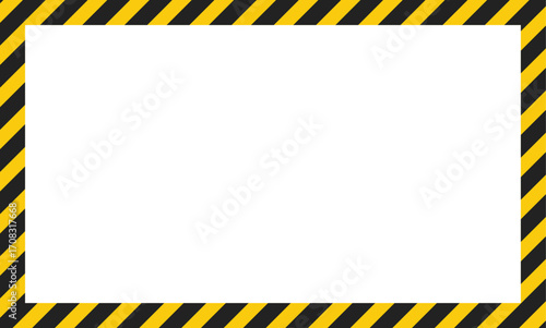 Yellow black square and rectangle Frame industrial safety. Caution or warning square tape frame for construction. Safety Diagonal stripes frame road hazard