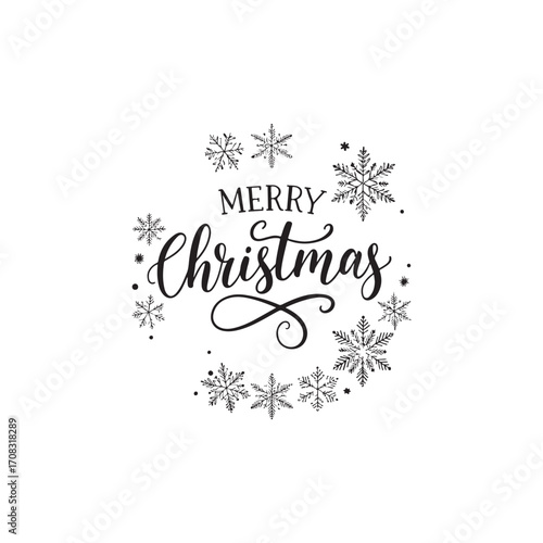 Merry Christmas Elegant Calligraphy with Snowflake Flourishes Vector  (8).eps