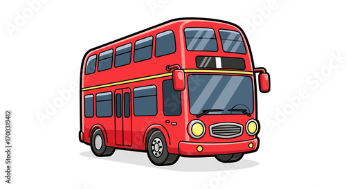 Classic Red London Bus Vector Illustration on White Background