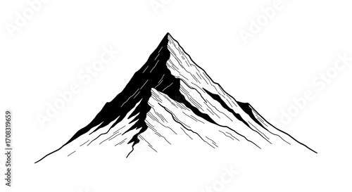 Striking mountain peak illustration with bold, graphic design elements.