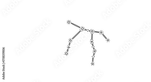 Ursa Minor Constellation: A Stylized Black and White Representation on White