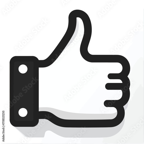 Simple black and white thumbs up icon representing approval and agreement.