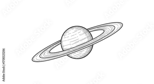 Saturn's Rings: A Black and White Hand Drawn Graphic