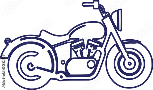 Outlined Motorcycle Illustration Classic Design A Striking Simplicity