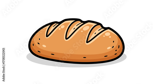 Cartoon loaf of bread with thick black outline and shadow