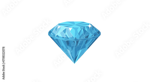 Sparkling Aquamarine Diamond Gemstone Illustration Isolated on Clean White Background