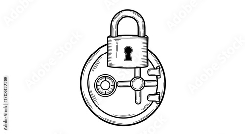 Secure Vault: A Monochrome Illustration of Protection and Confidentiality