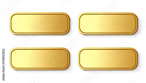 Four gold rectangular plates, with a brushed metal effect