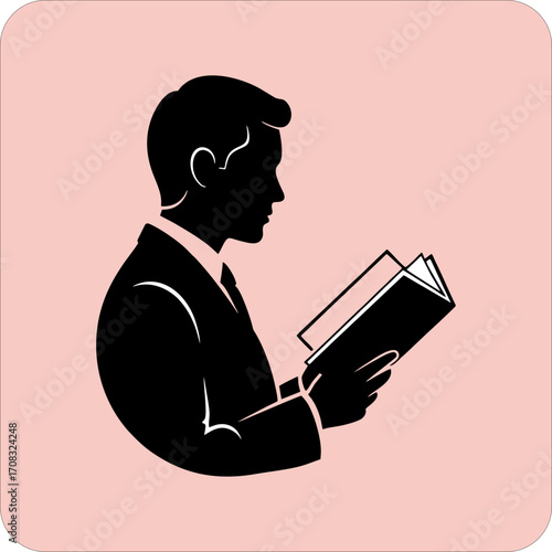 Person reading book silhouette