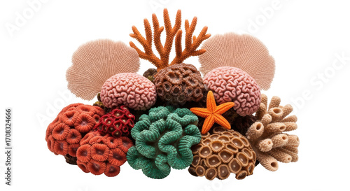 Fototapeta Naklejka Na Ścianę i Meble -  Isolated Colorful coral collection, sea marine life nature concept, artistic decoration