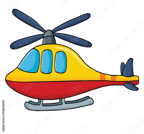 cute cartoon hand drawn vector helicopter clipart.
