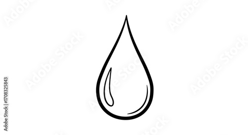 Simple black line drawing of a single water droplet