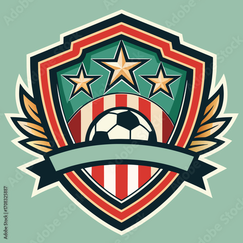 Vintage sports club badge design with retro typography and emblematic graphics