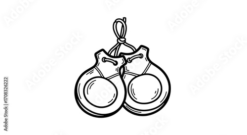 Black and White Doodle of Spanish Castanets Clacking for Flamenco