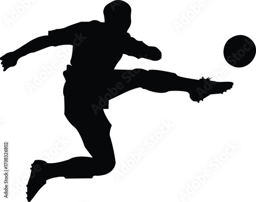 Soccer Player Jump Kick Action Shot