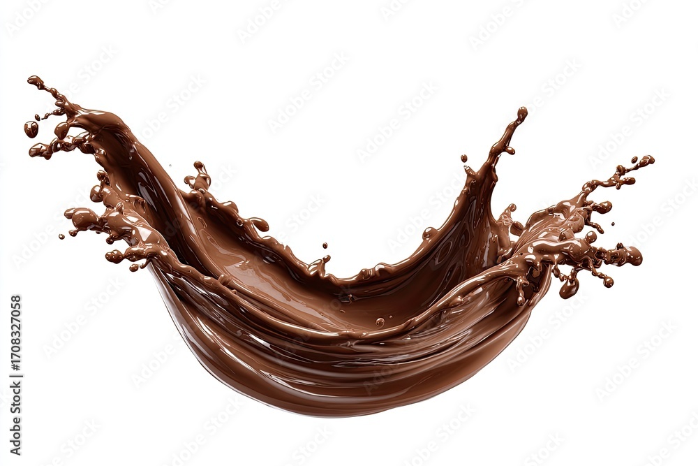 Fototapeta premium Chocolate liquid splash against white background