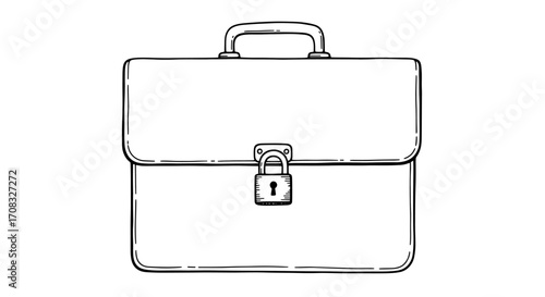 Locked briefcase sketch for business, security, and finance concepts.