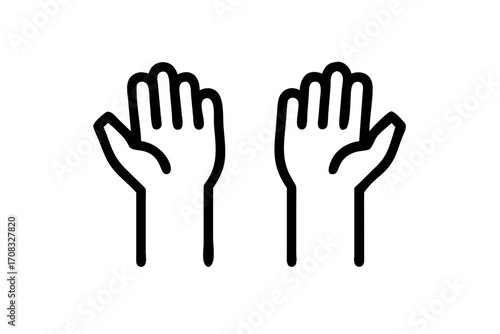 Hands raised up line and solid icon, Education concept, raising up hands in air sign on white background, raised arms icon in outline style for mobile concept and web design. Vector graphics .Hands R
