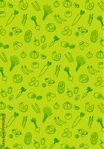 かわいい手描きの野菜カラー背景パターン