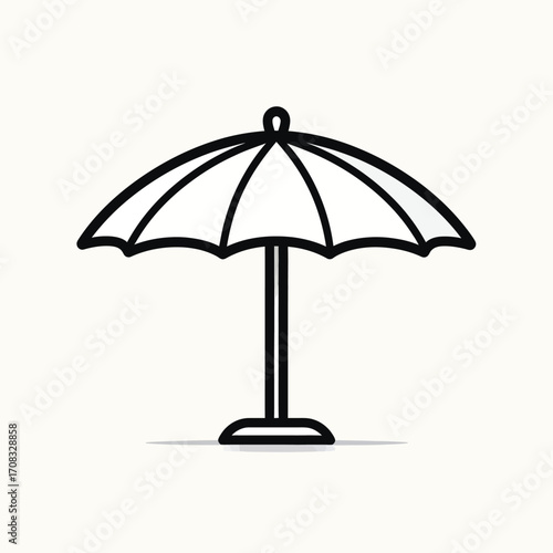 Simple Line Art Icon of an Outdoor Umbrella for Shade Protection.