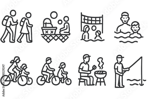Family recreation: outdoor activities in simplified linear design