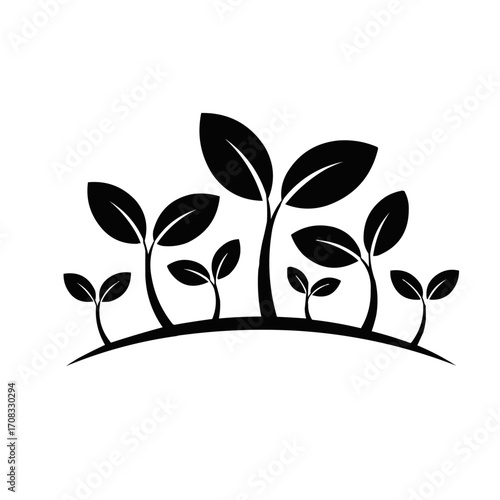 Minimal  black Sprout Icon Isolated on White Background for Eco and Nature Concept