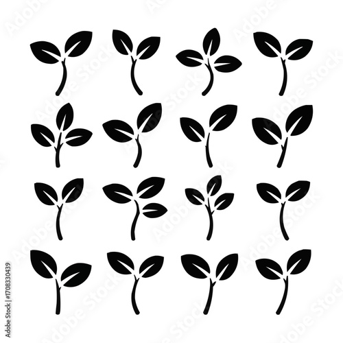 Flat Design Eco Leaf and Fresh Sprout Vector Icon Symbolizing Growth and Sustainability