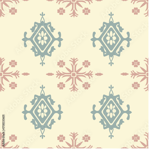 Seamless pattern background with plant and flower theme