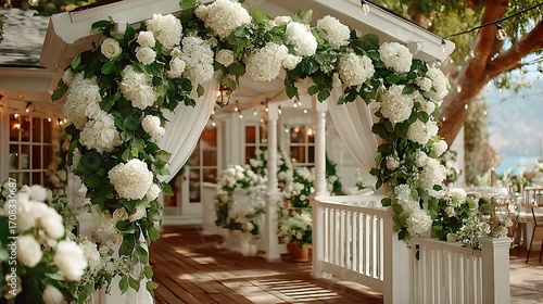 Stunning hydrangea and rose wedding arch high resolution picture
