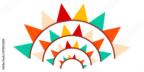 Festive flag garland vector illustration. Retro bunting in simple flat style, isolated on white background. Carnival, birthday, circus border decoration..eps.10