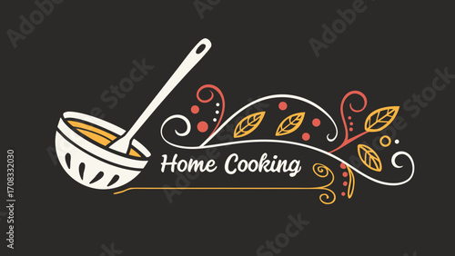 Home made quote in pan shape, hand written cook food lettering