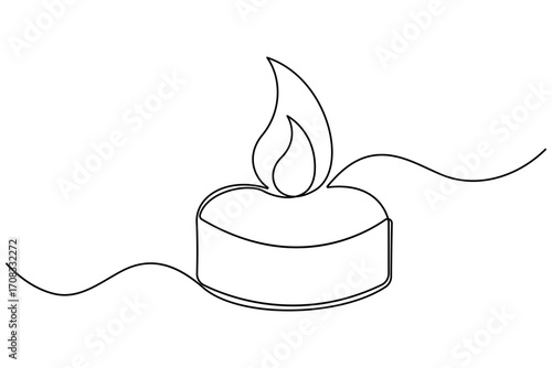 Single line art of candle flame continuous outline drawing hand drawn vector illustration
