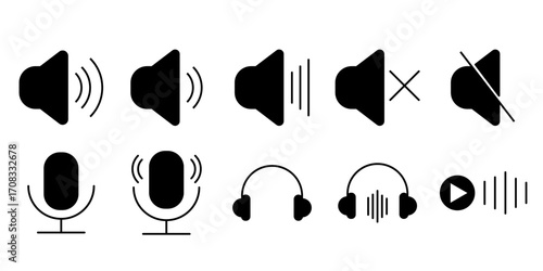 Media Player and Music Icon Set Vector Design