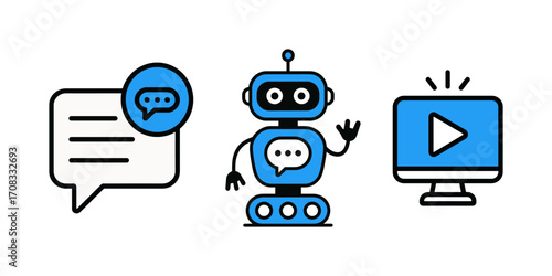 Robot monitor and message icon