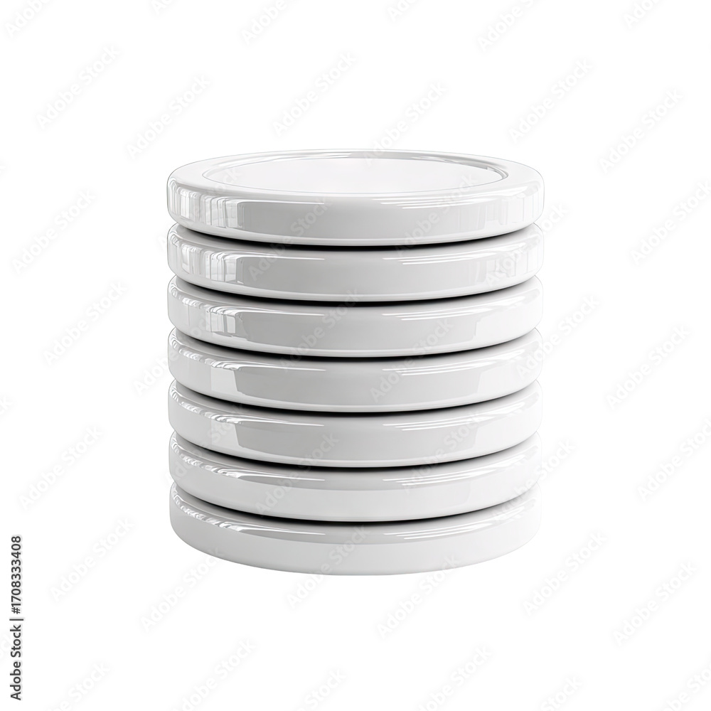 Obraz premium Stack of circular, white ceramic plates