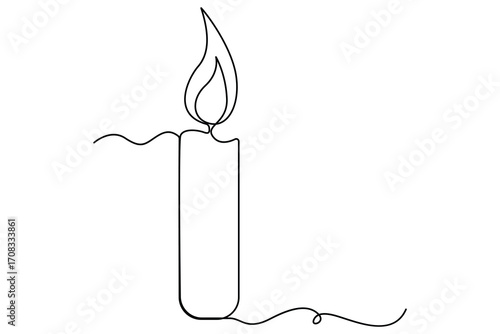 Single line art of candle flame continuous outline drawing hand drawn vector illustration
