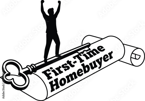 First-Time Homebuyer Triumphant on a Mortgage Document

