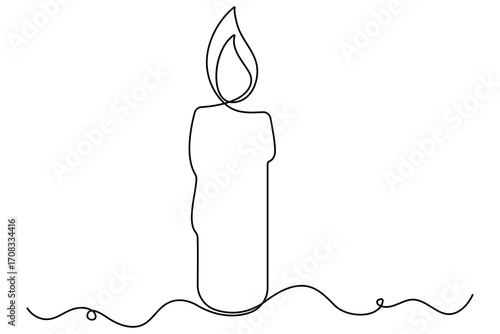 Single line art of candle flame continuous outline drawing hand drawn vector illustration
