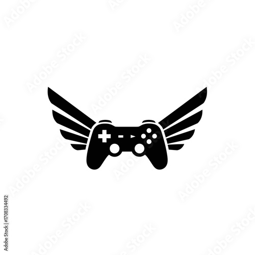 Black Game Controller with Winged Design