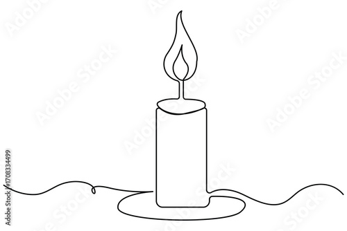 Single line art of candle flame continuous outline drawing hand drawn vector illustration
