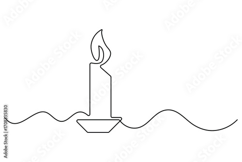 Single line art of candle flame continuous outline drawing hand drawn vector illustration
